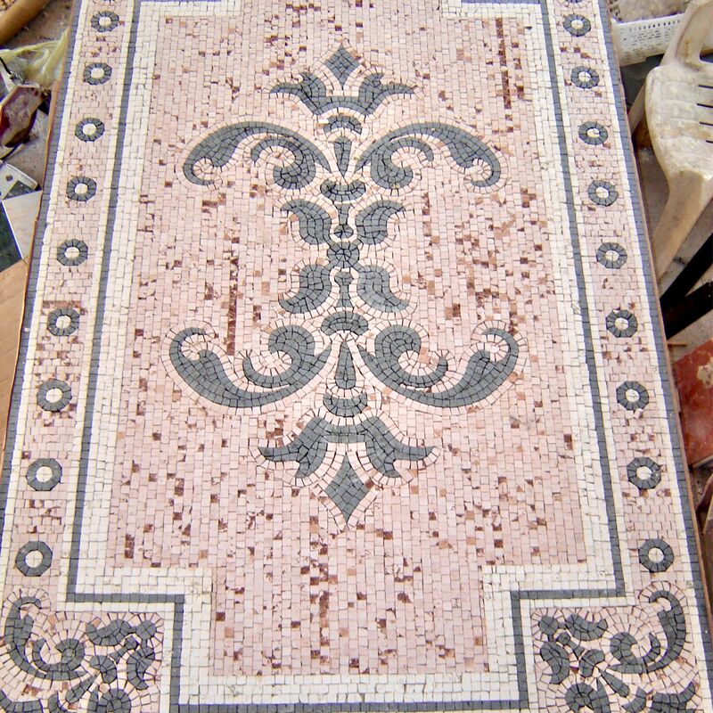 - Process custom handmade marble mosaic rug